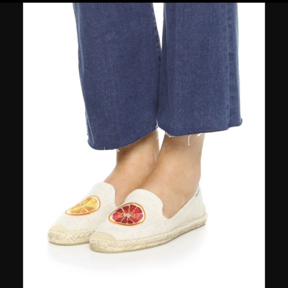 Soludos Orange Embroidered Espadrilles Size 7